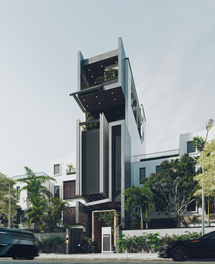 Thiết kế nhà phố 5x17m phong cách brutalism | 111000 Studio